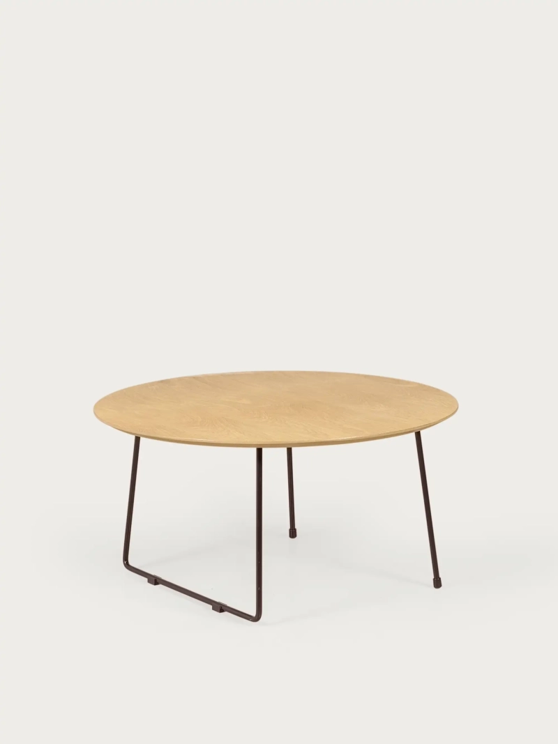 Mesa de centro redonda en madera de roble (80cm) - Modin FurnMod - 1