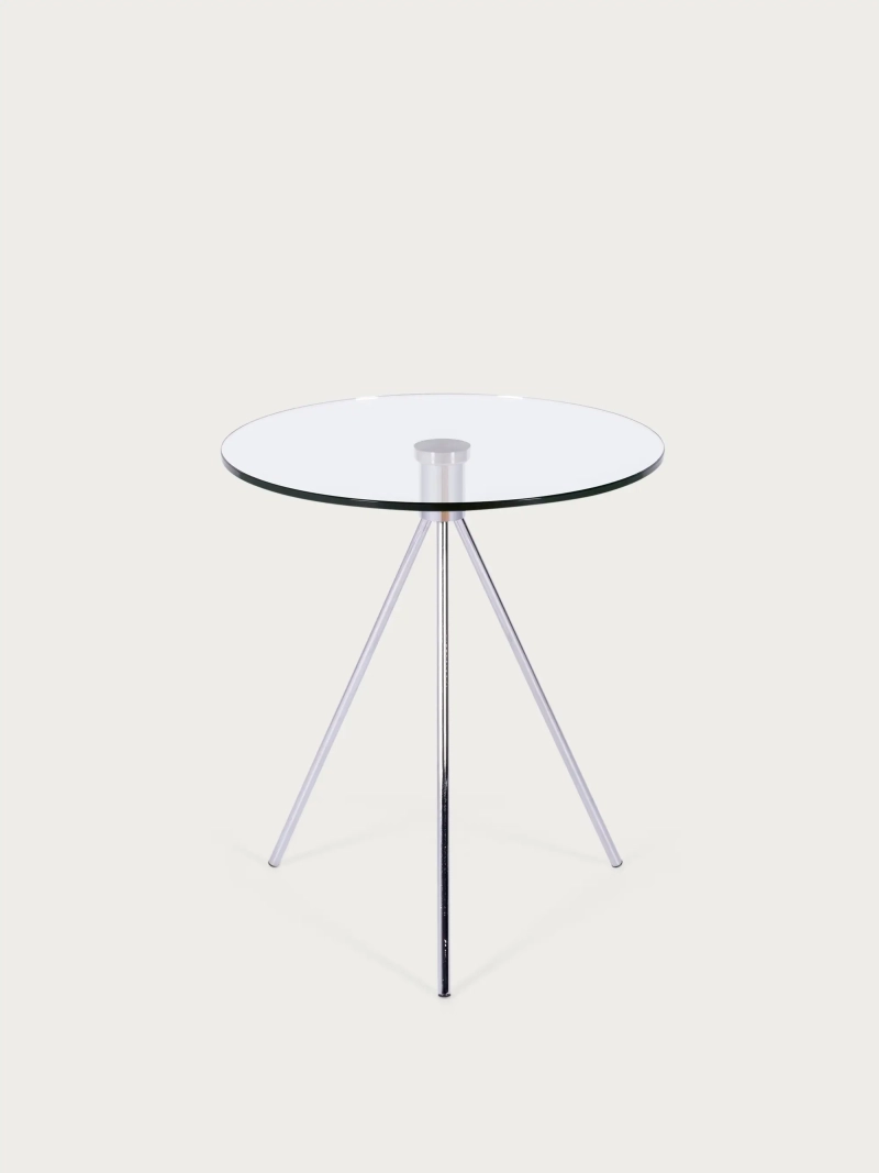 Bijzettafel van gehard glas en verchroomd staal Piccola FurnMod - 2