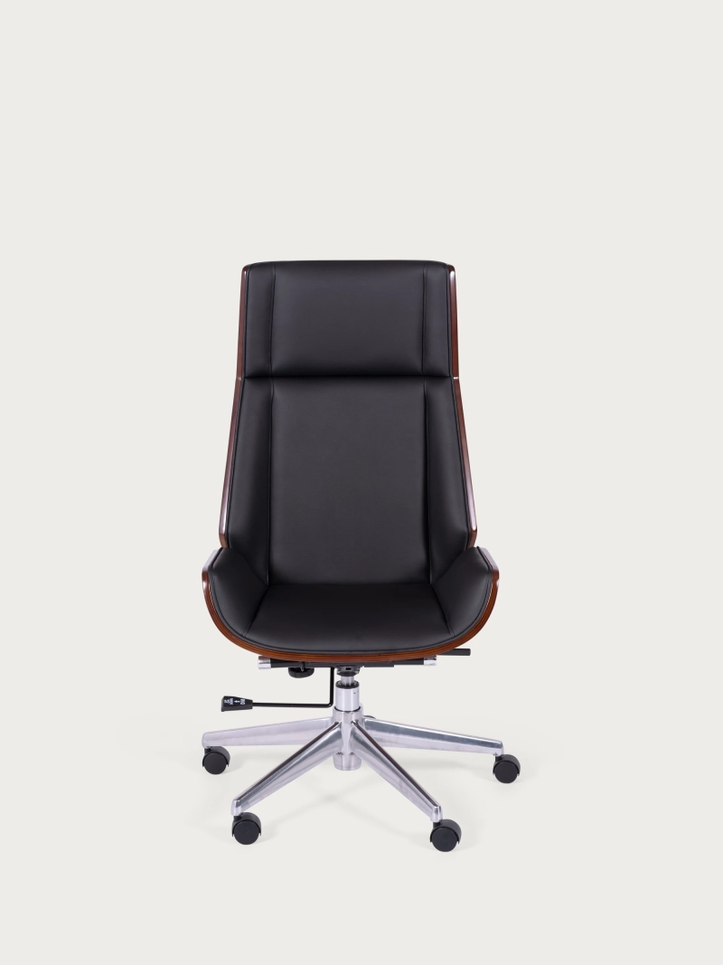Nordic S | Walnoot rugleuning en kunstleren bureaustoel | FurnMod