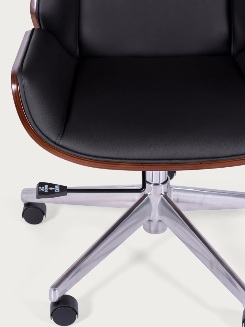 Nordic S | Opěradlo z ořechového dřeva a kancelářská židle z umělé kůže | FurnMod