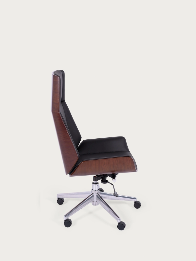 Nordic S | Walnoot rugleuning en kunstleren bureaustoel | FurnMod