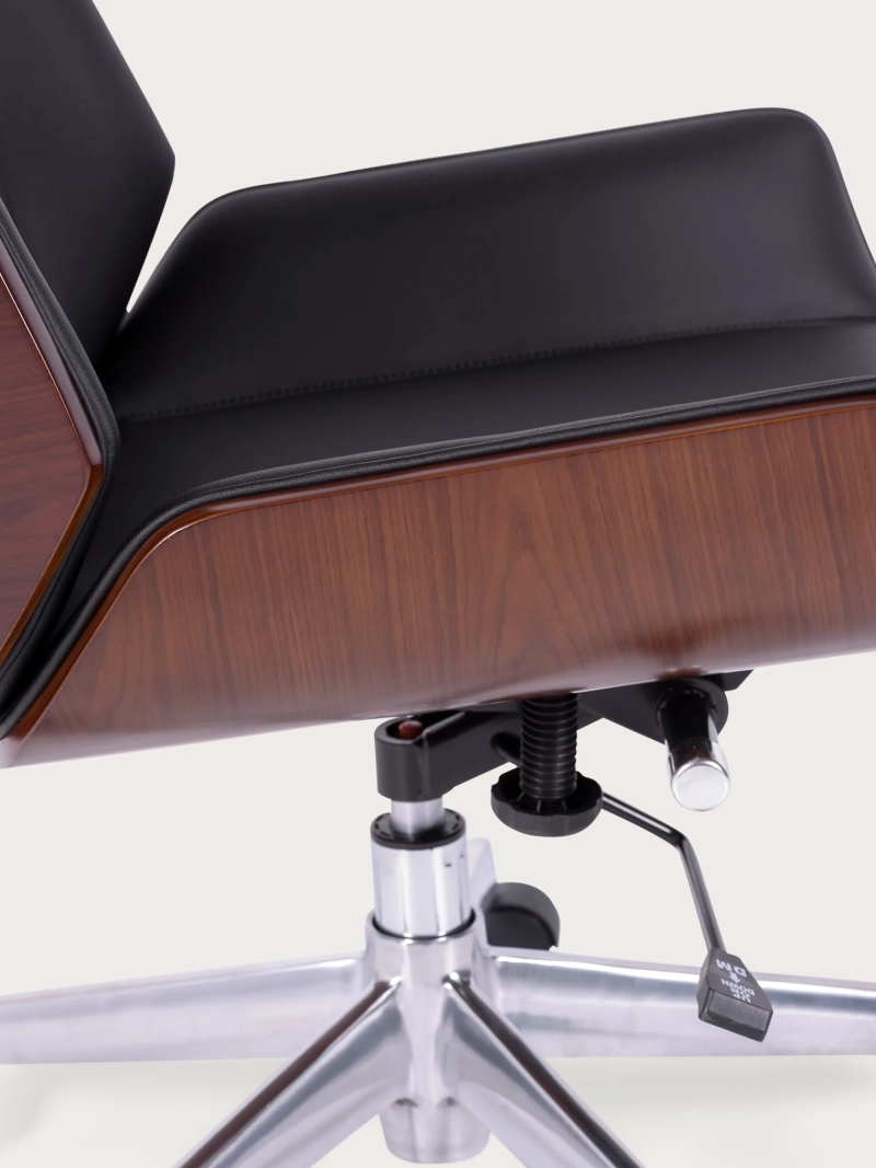 Office chair with walnut backrest and upholstered in eco-leather - Nordic S FurnMod - 10