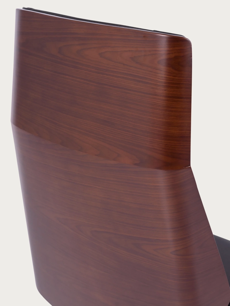 Silla de oficina con respaldo de nogal y tapizado en ecopiel - Nordic S FurnMod - 11