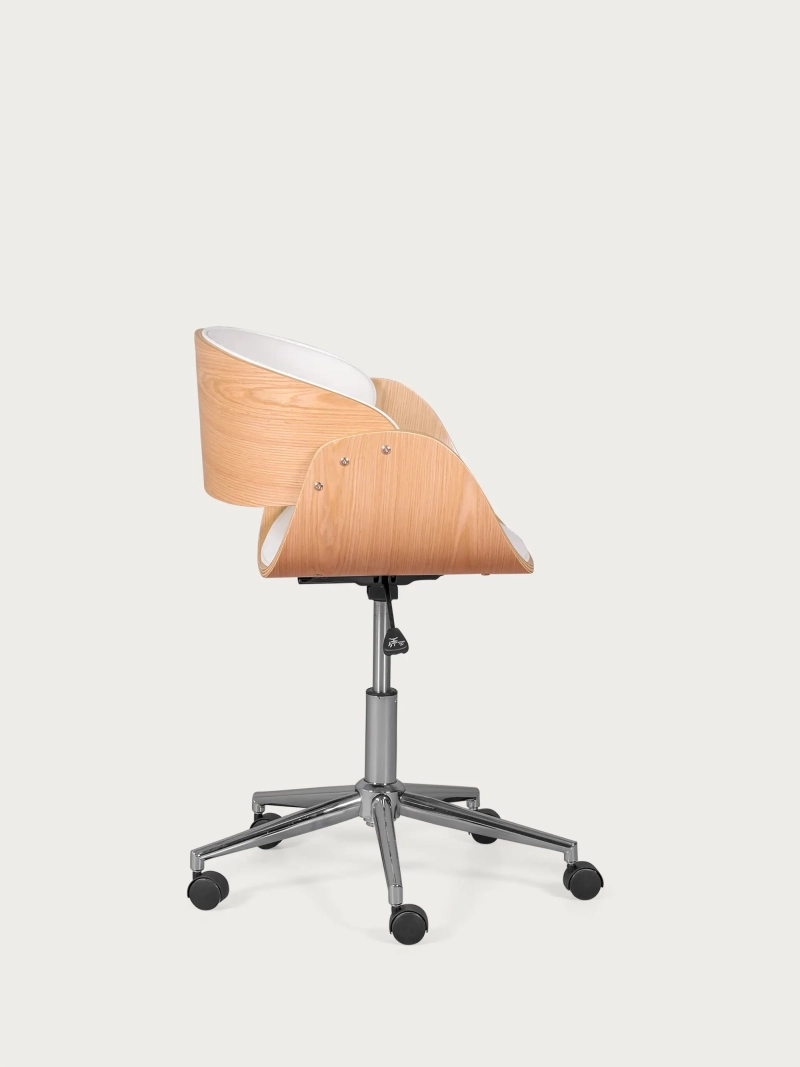 Skrivbordsstol i ljust lönnträ och dyna i konstläder - Burrow S FurnMod - 7