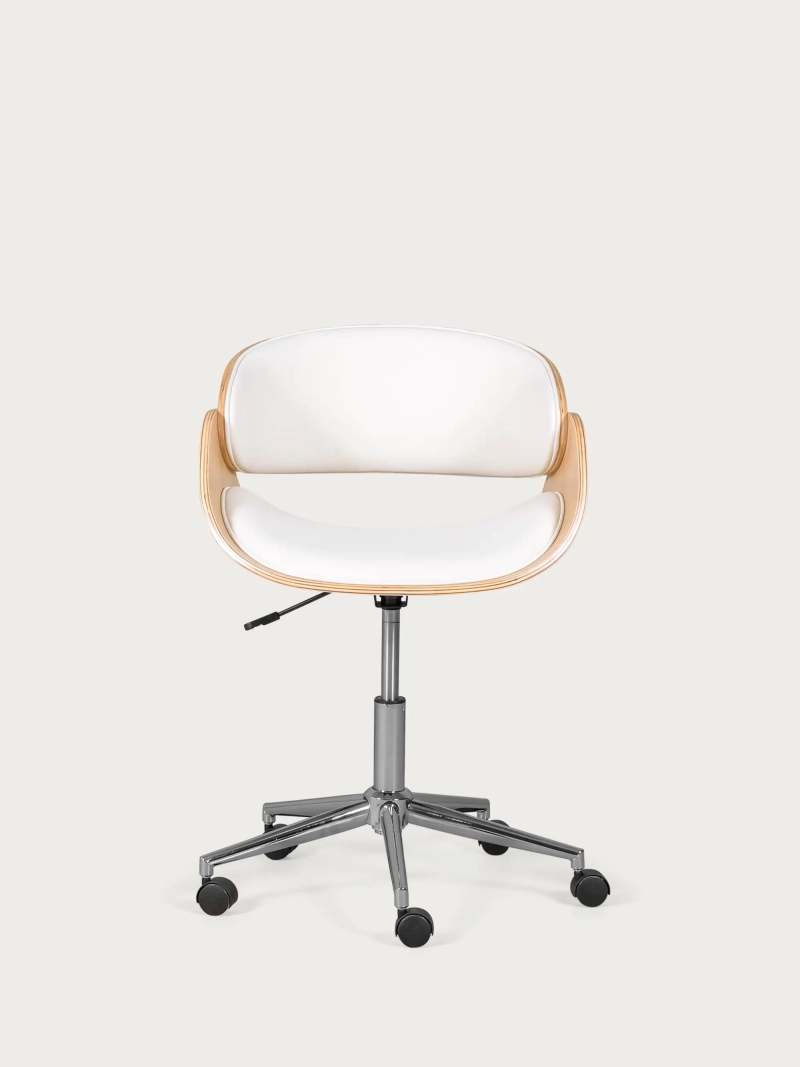 Silla de escritorio de madera clara de arce y cojín de polipiel - Burrow S FurnMod - 2