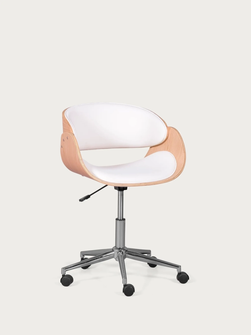 Silla de escritorio de madera clara de arce y cojín de polipiel - Burrow S FurnMod - 1