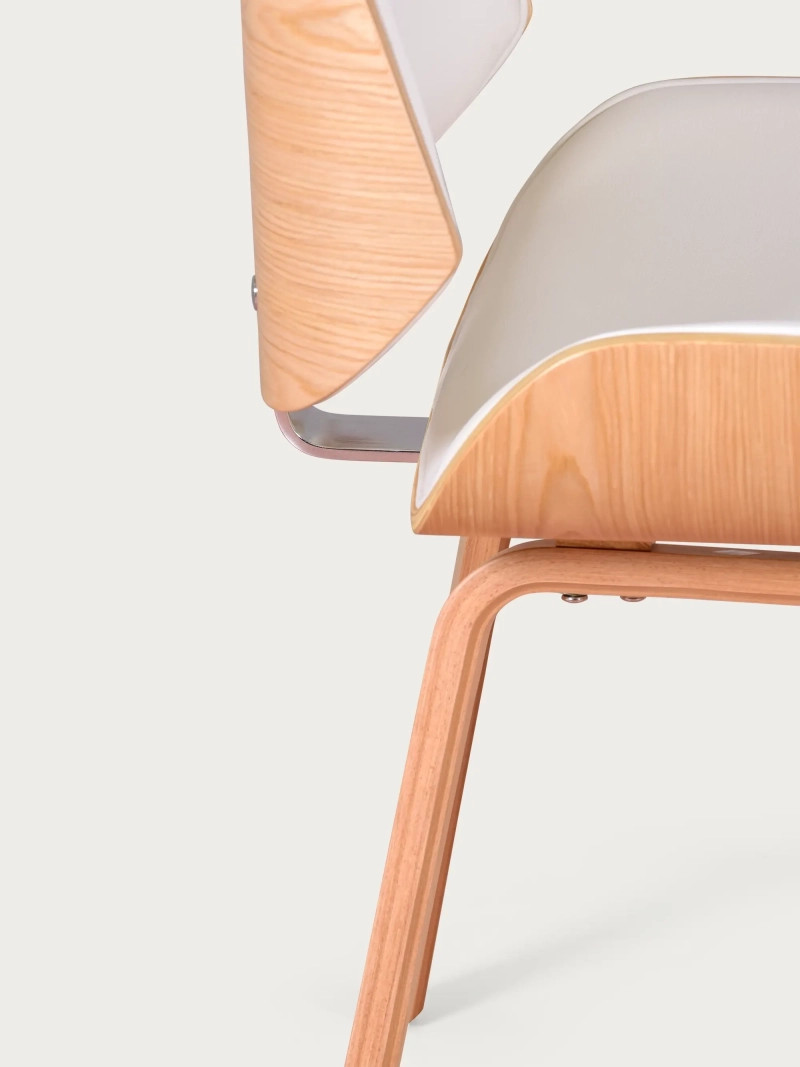 Silla en madera clara de arce con cojín de polipiel - Nordic FurnMod - 2