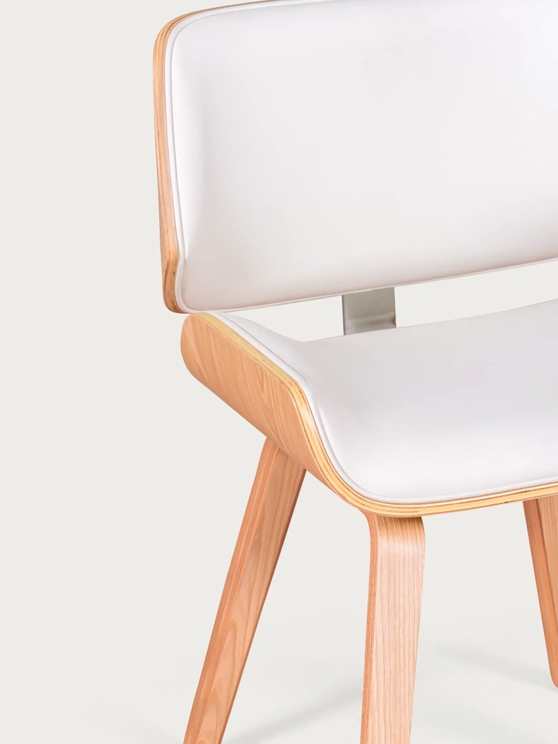Silla en madera clara de arce con cojín de polipiel - Nordic FurnMod - 1