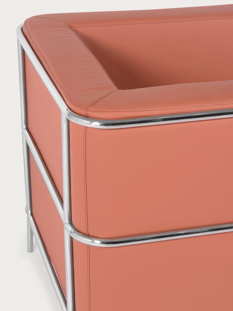 Kunstledersofa mit Gestell aus verchromtem Edelstahl - Torino FurnMod - 15