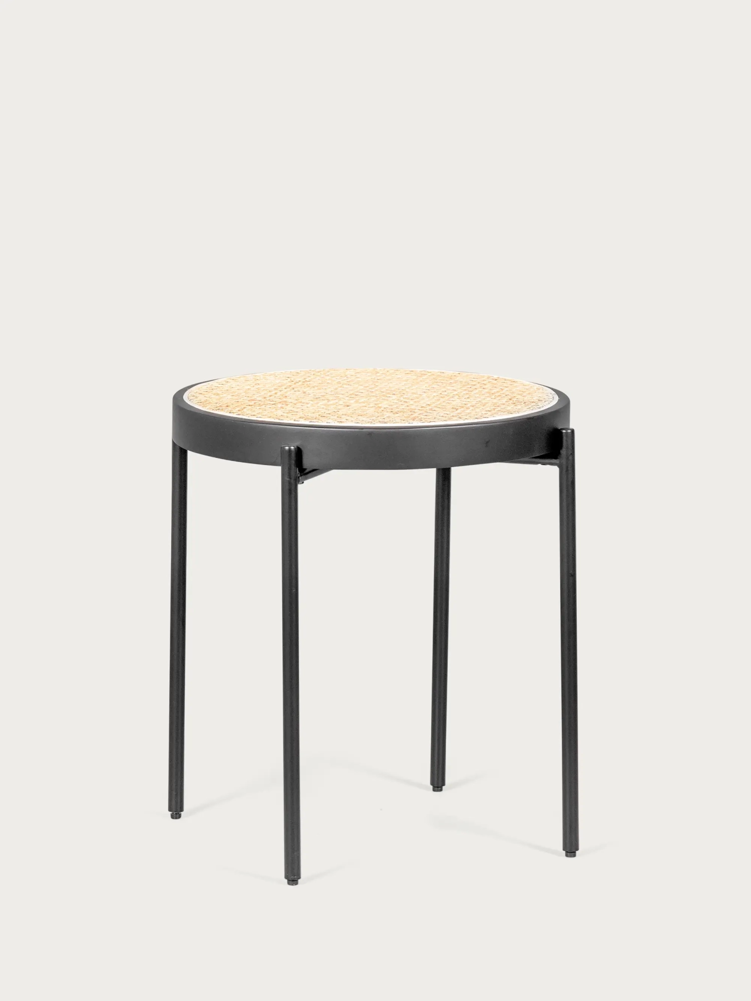 Table d'appoint rétro avec détails en rotin naturel (50cm) - North FurnMod - 1