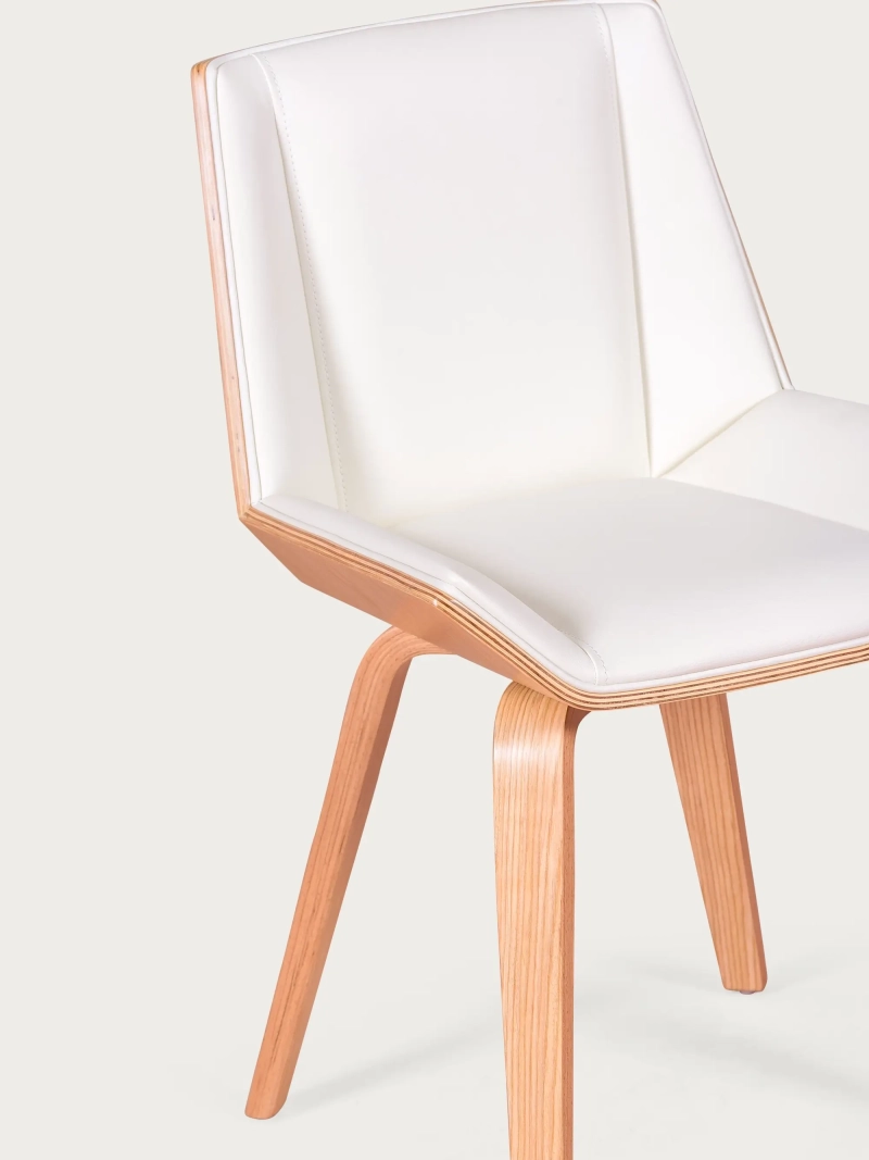 Silla de madera de arce clara con cojín de polipiel - Nordic S FurnMod - 3