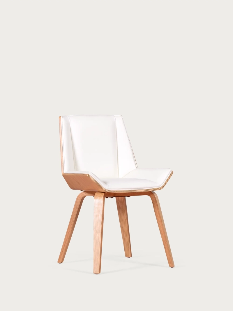 Stuhl aus hellem Ahornholz mit Kunstlederpolster - Nordic S FurnMod - 1
