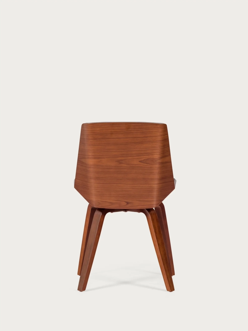 Walnut Wood and Leatherette Dining Chair - Nordic S FurnMod - 10