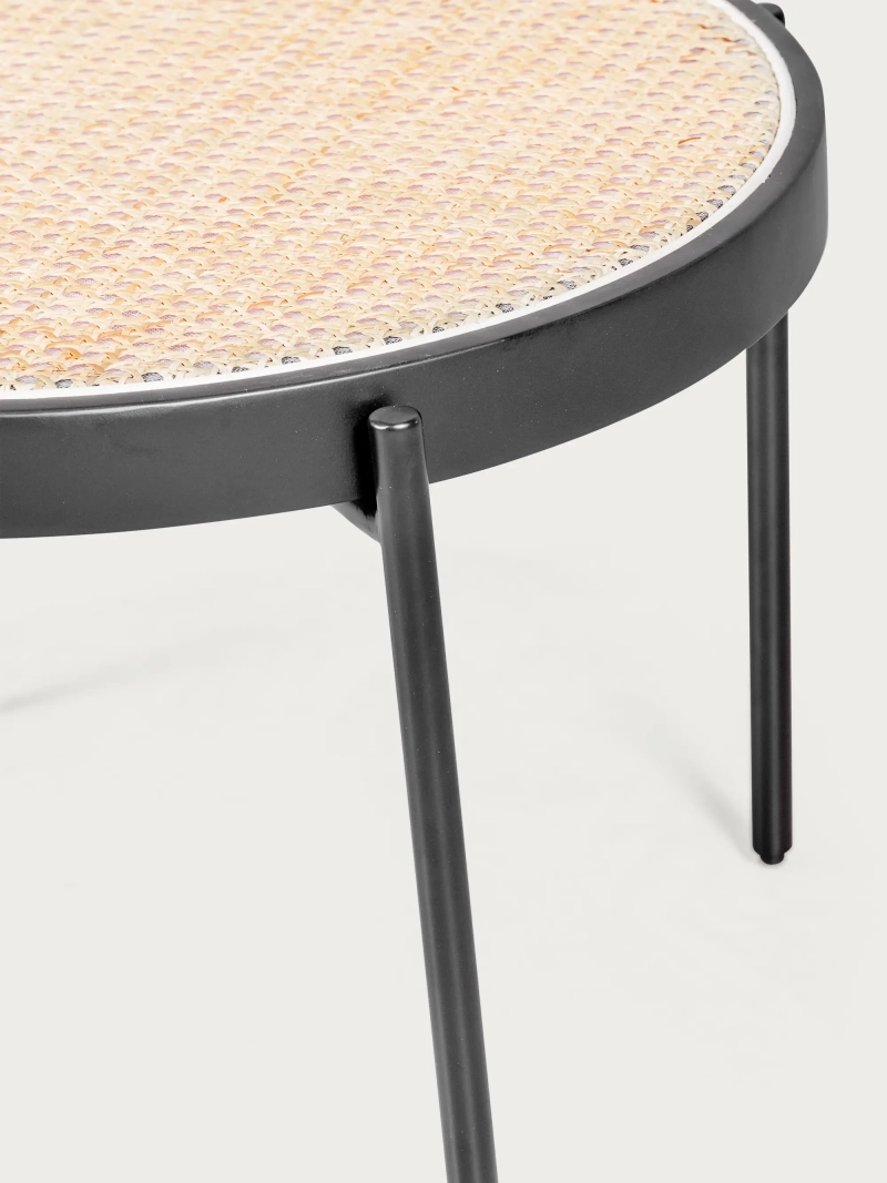 Table basse rétro avec détails en rotin naturel (60cm) - North FurnMod - 5
