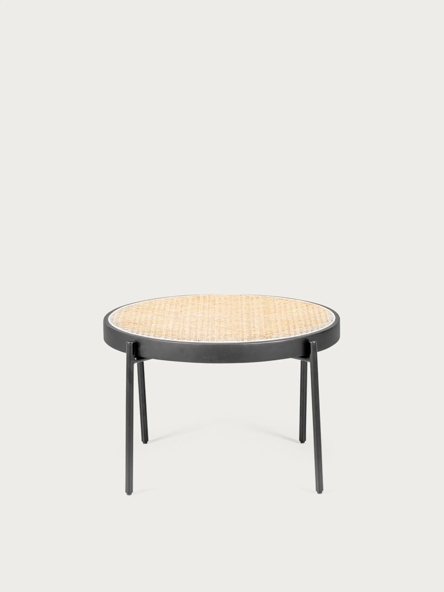 Tavolino retrò con dettagli in rattan naturale (60 cm) - North FurnMod - 1