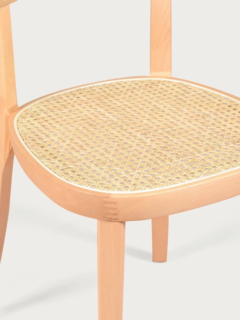 Sedia di design in legno di frassino e seduta in rattan naturale - Tours FurnMod - 2