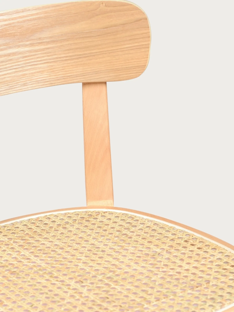 Sedia di design in legno di frassino e seduta in rattan naturale - Tours FurnMod - 3