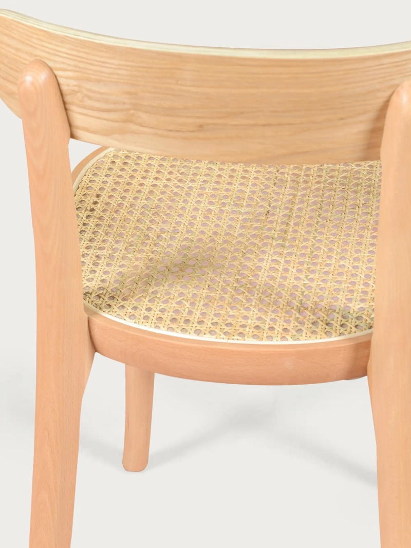Sedia di design in legno di frassino e seduta in rattan naturale - Tours FurnMod - 4
