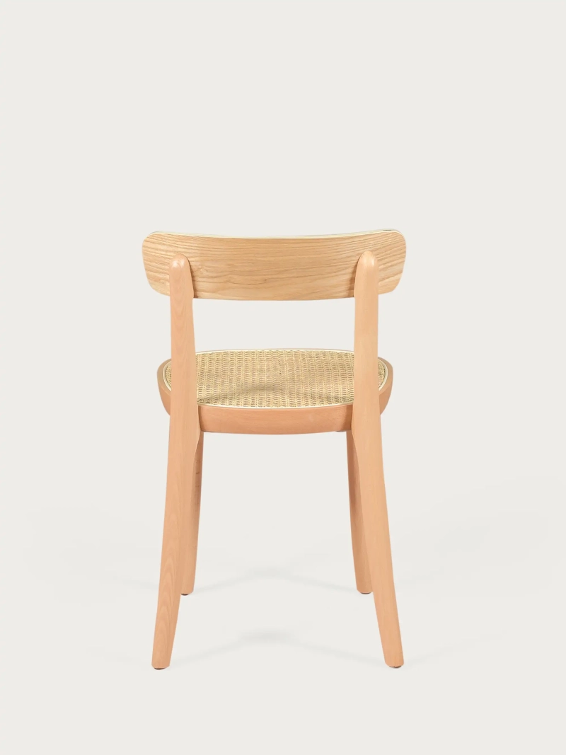 Sedia di design in legno di frassino e seduta in rattan naturale - Tours FurnMod - 7