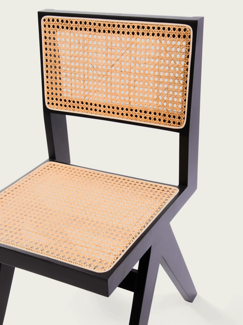 Klassisk stol i naturlig rattan og asketræ Compass FurnMod - 1