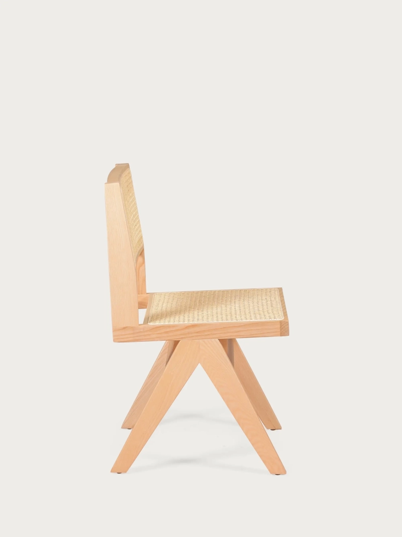 Scaun clasic din rattan natural și lemn de frasin - Compass FurnMod - 15