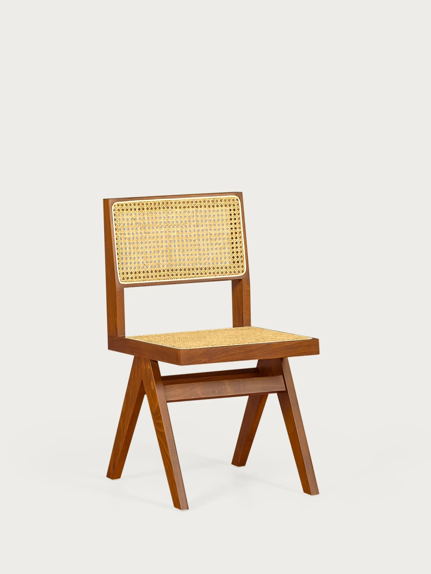 Scaun clasic din rattan natural și lemn de frasin - Compass FurnMod - 17
