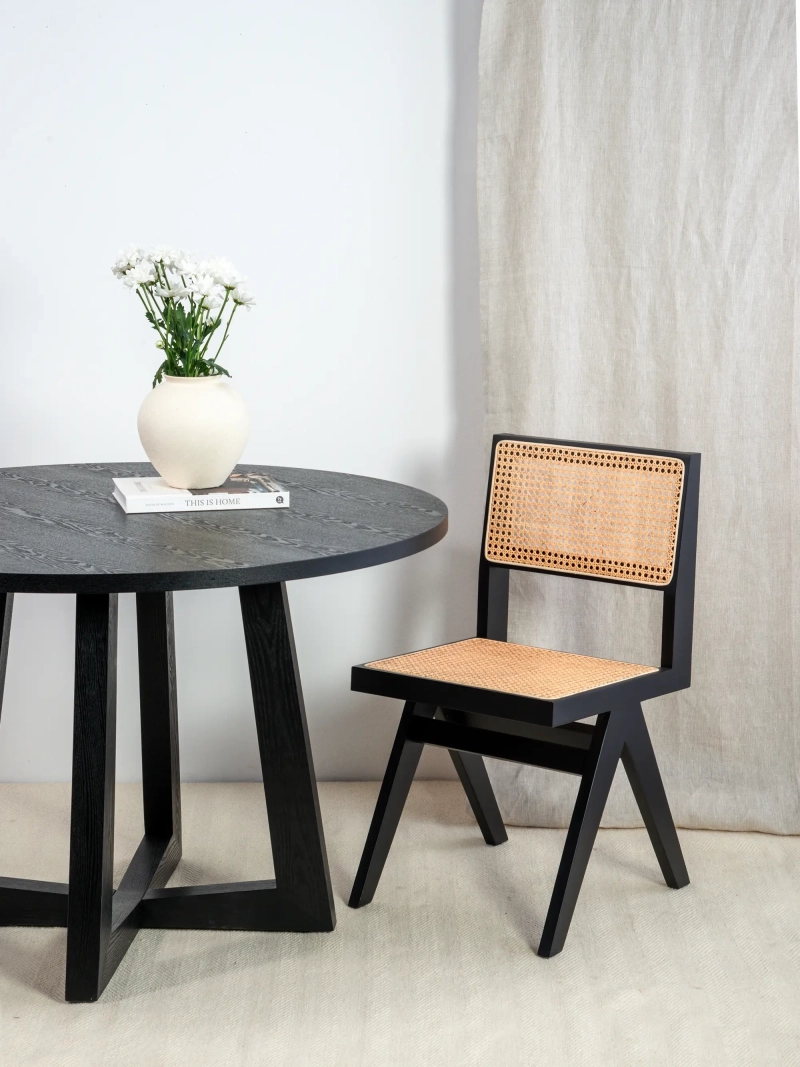 Classic chair in natural rattan and ash wood - Compass FurnMod - 1