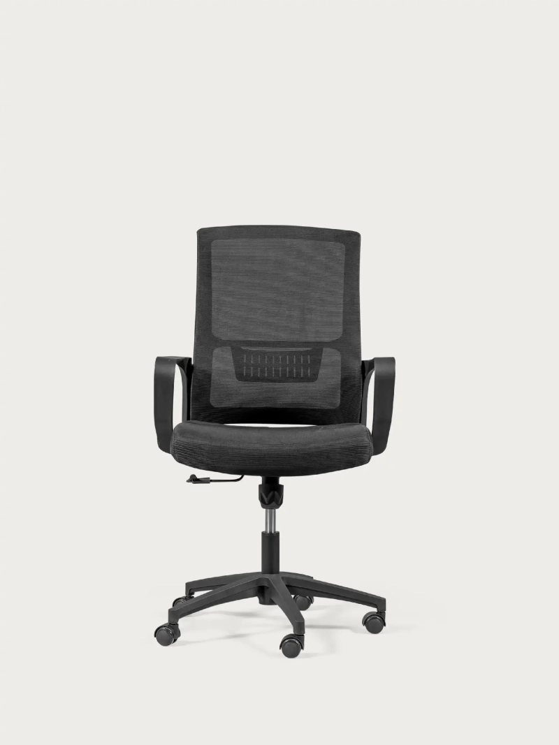 Chaise de bureau ergonomique réglable en maille respirante avec finition noire - Mesh FurnMod - 1