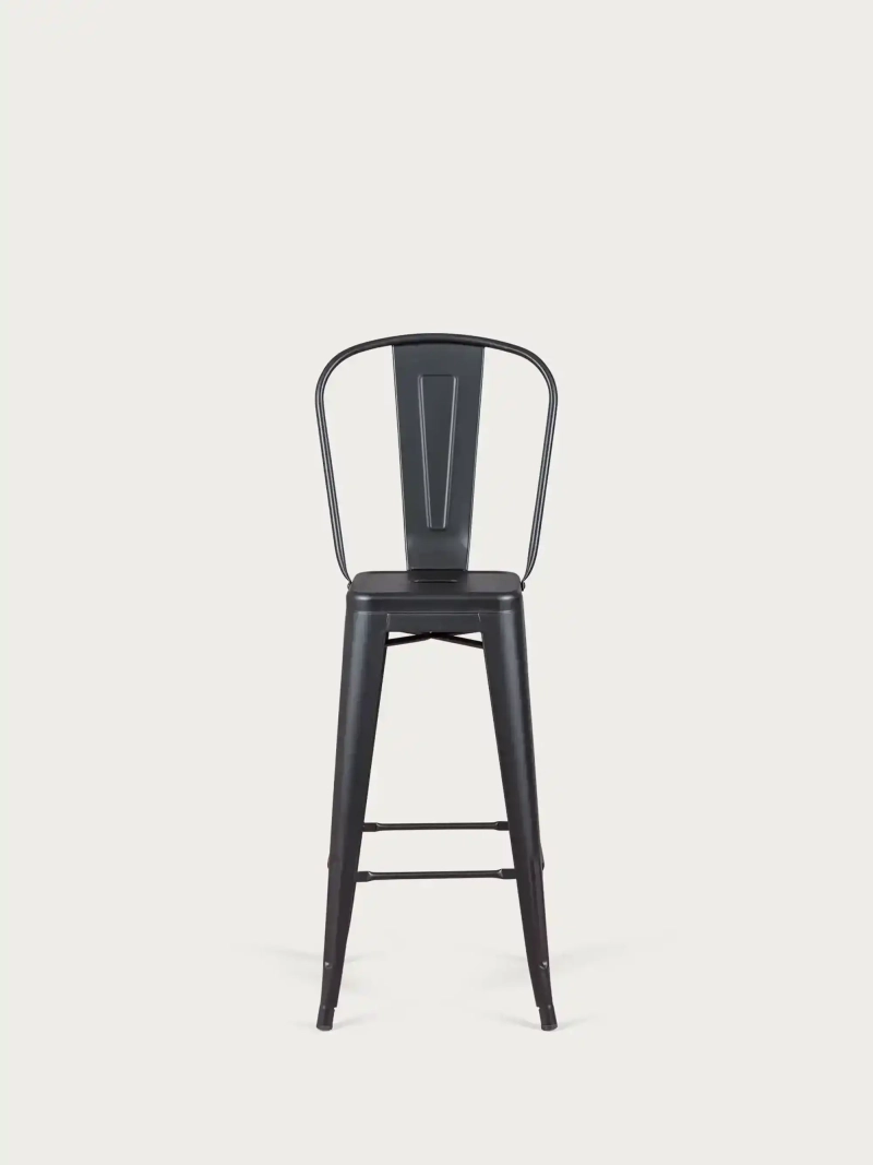 stool metal in lacquered steel with high backrest (76cm) - Bistro FurnMod - 3
