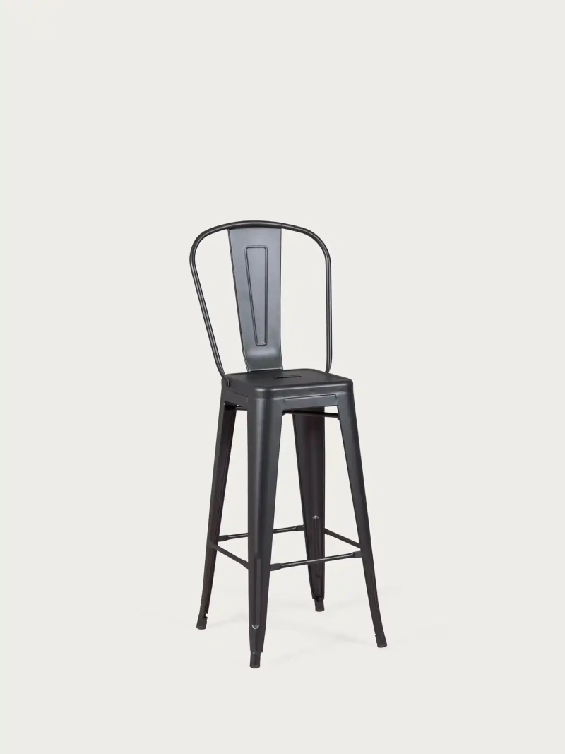 taburet metalic din oțel lăcuit cu spătar înalt (76cm) - Bistro FurnMod - 1