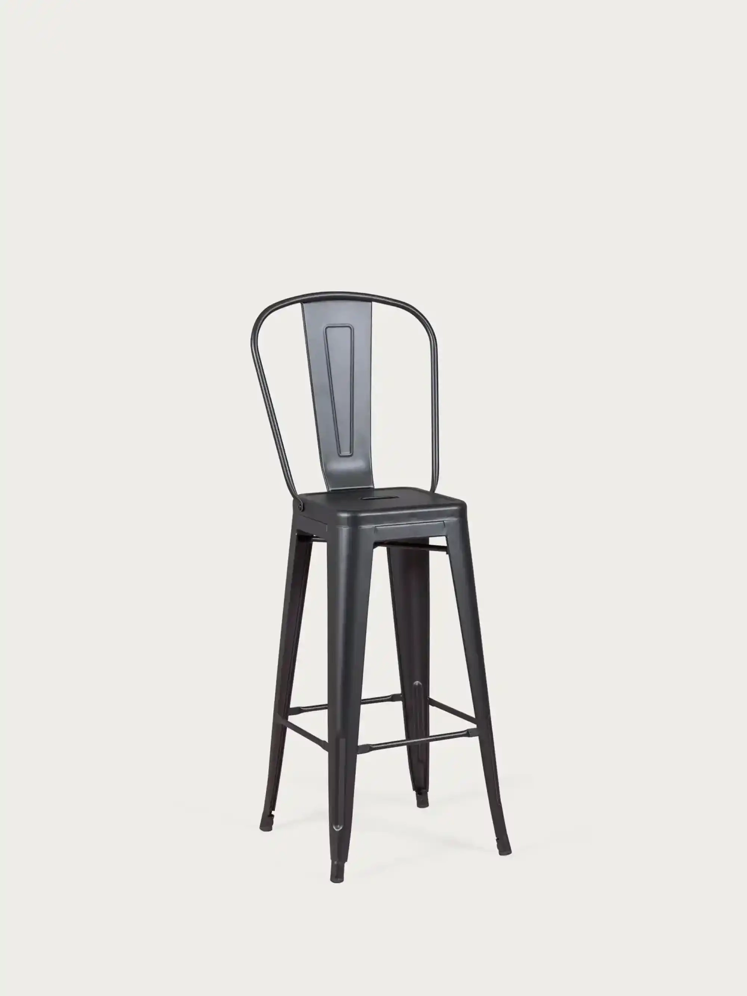 stool metal in lacquered steel with high backrest (76cm) - Bistro FurnMod - 1