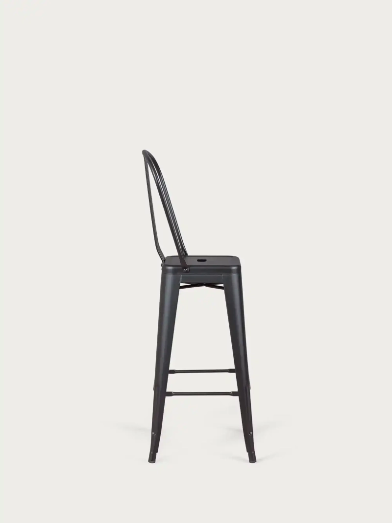 stołek metalowy ze stali lakierowanej z wysokim oparciem (76cm) - Bistro FurnMod - 4