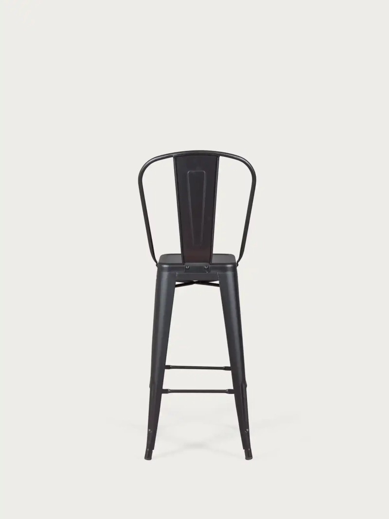 stołek metalowy ze stali lakierowanej z wysokim oparciem (76cm) - Bistro FurnMod - 1