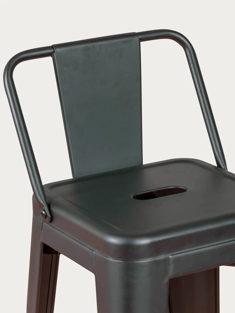 Taburete metálico industrial con respaldo bajo (76cm) - Bistro FurnMod - 1
