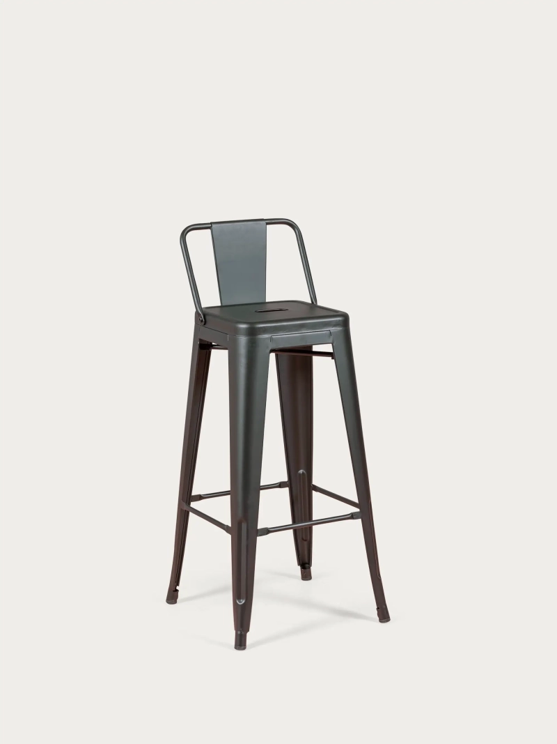 stool industrial metal with low backrest (76cm) - Bistro FurnMod - 1