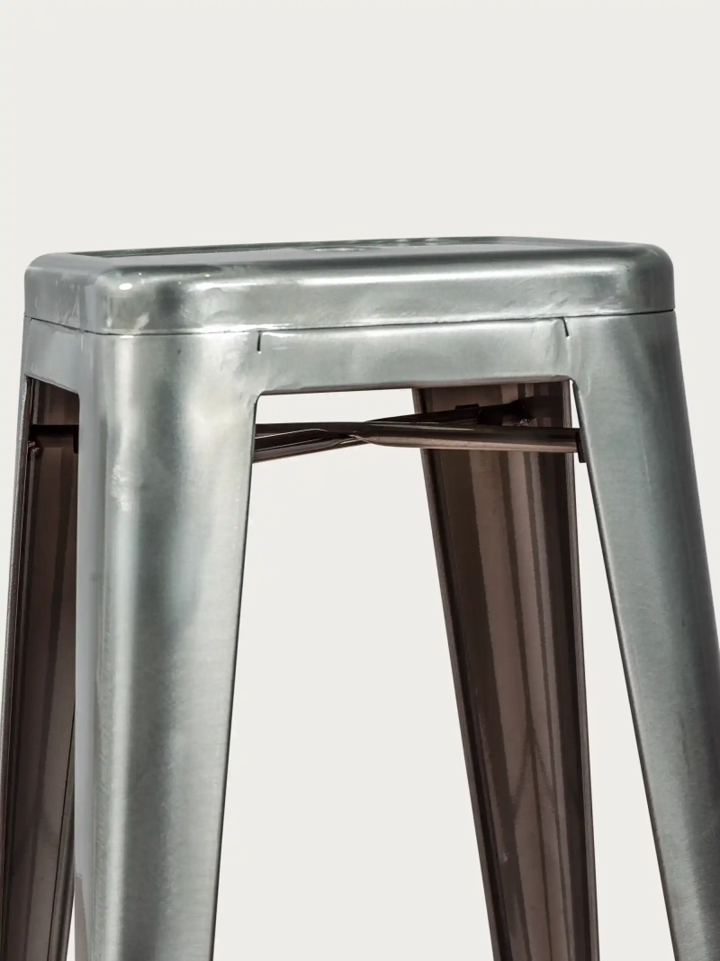 kruk industrieel stapelbaar in gemetalliseerd staal (76cm) - Bistro FurnMod - 3
