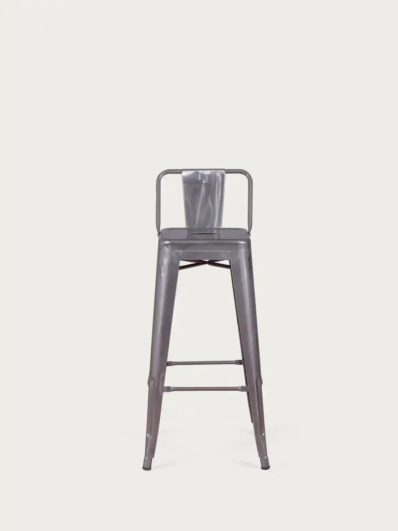 hocker aus metallisiertem Stahl mit niedriger Rückenlehne (76cm) - Bistro FurnMod - 1
