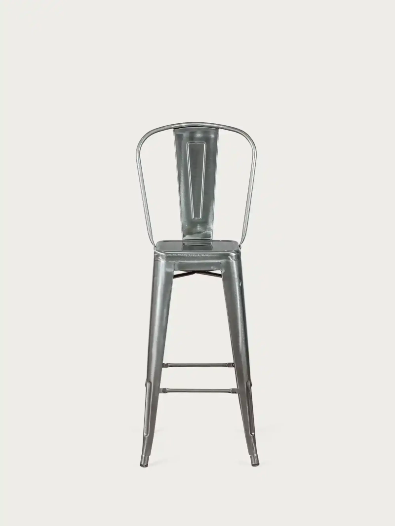 Taburete industrial en acero metalizado con respaldo alto (76cm) - Bistro FurnMod - 4