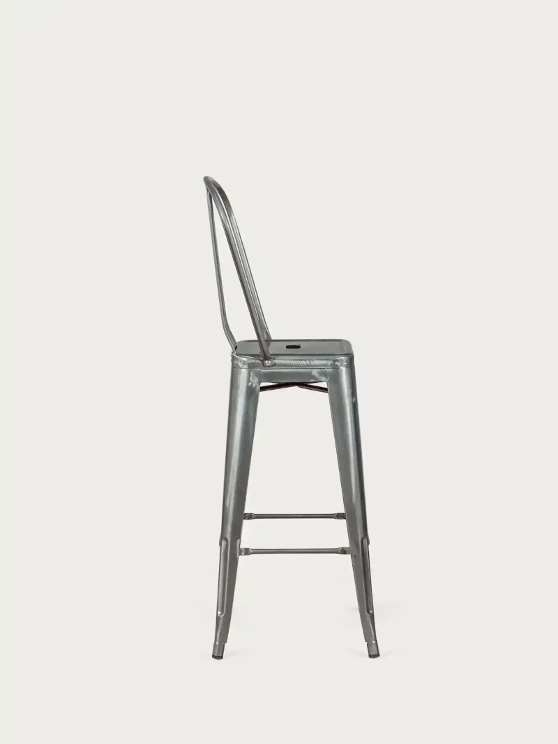 industriální stolička z pokovené oceli s vysokým opěradlem (76 cm) - Bistro FurnMod - 5