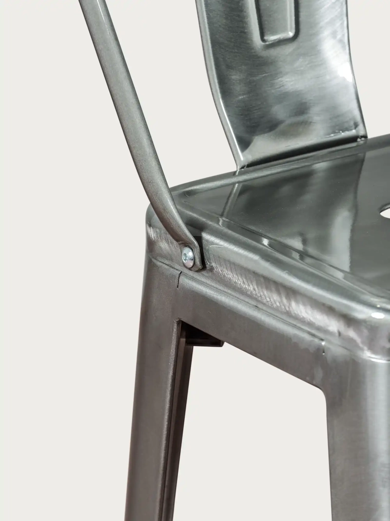 industriální stolička z pokovené oceli s vysokým opěradlem (76 cm) - Bistro FurnMod - 3