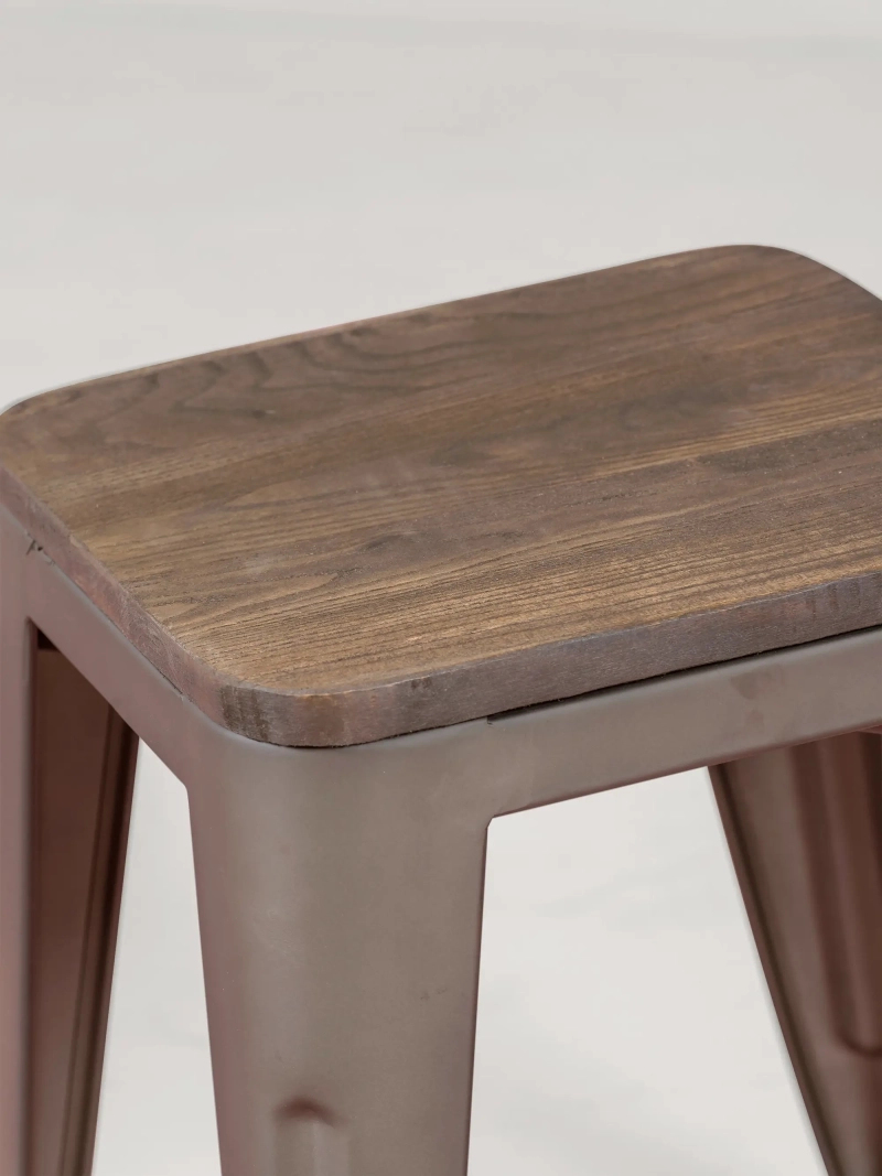 hocker industriell gealterter Stahl Bass mit Holzsitz (45cm) - Bistro FurnMod - 3