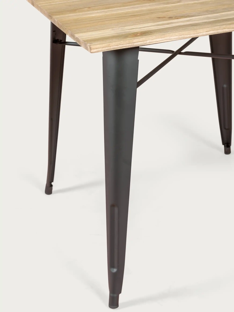Industrial table in black steel and light wood - Bistro FurnMod - 1