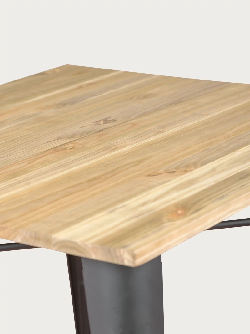 Industrielt bord i sort stål og lyst træ - Bistro FurnMod - 1