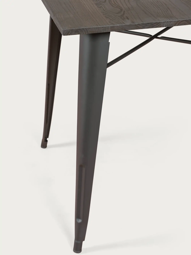 Industrial table in black steel and dark wood - Bistro FurnMod - 1