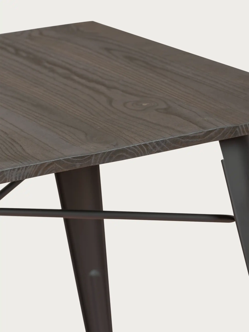 Ipari asztal fekete acélból és sötét fából - Bistro FurnMod - 2