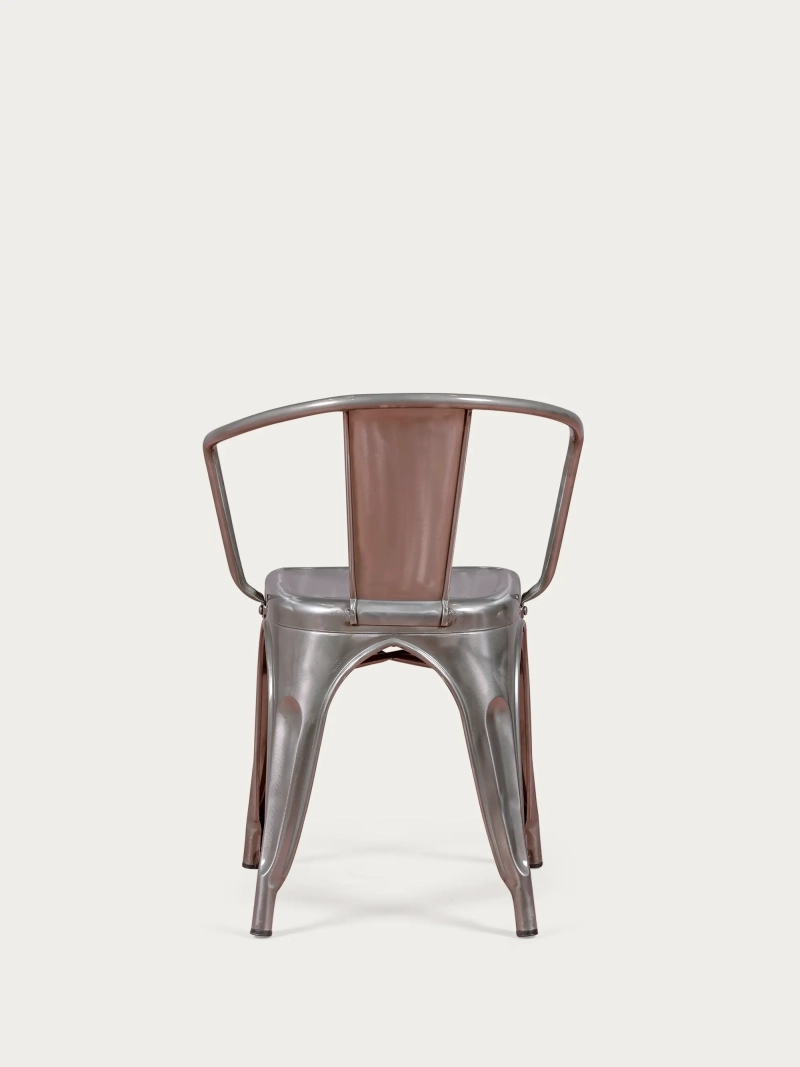 Chaise industrielle avec accoudoirs en acier métallique - Bistro FurnMod - 7