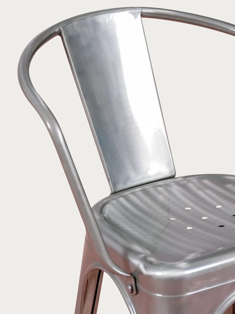 Chaise industrielle avec accoudoirs en acier métallique - Bistro FurnMod - 2