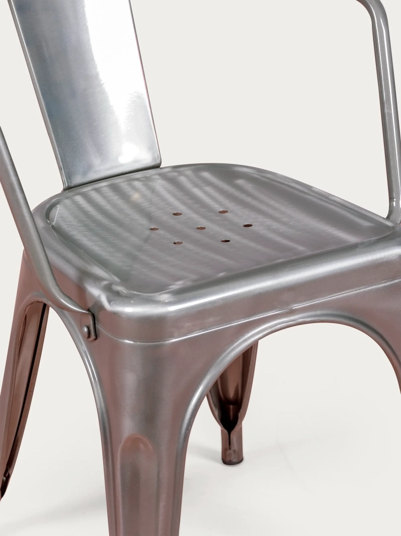 Chaise industrielle avec accoudoirs en acier métallique - Bistro FurnMod - 4