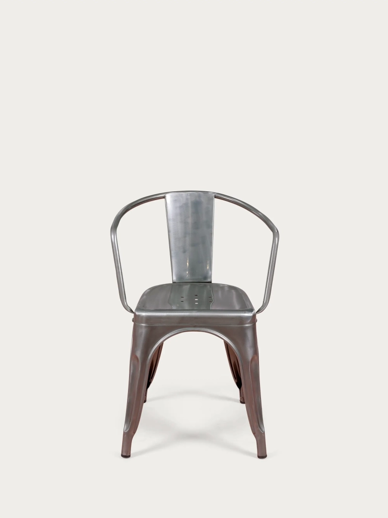 Industriell stol med armstöd i metalliskt stål - Bistro FurnMod - 1