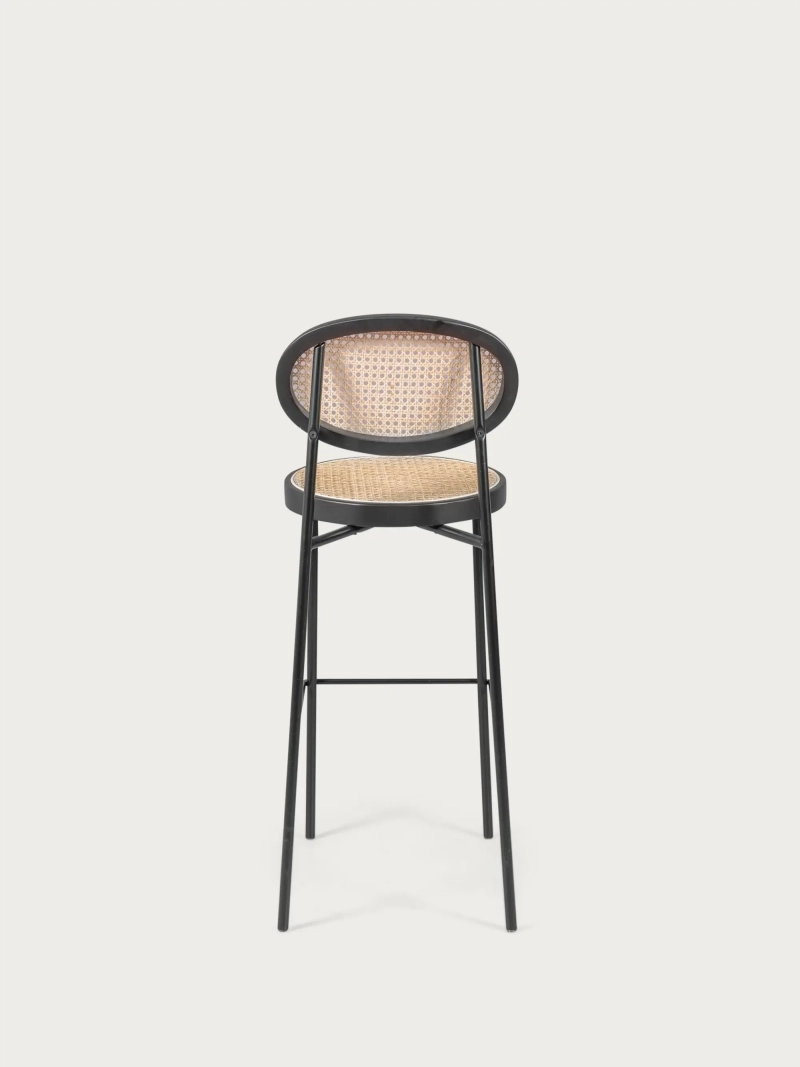 sgabello vintage con design classico in rattan naturale (74 cm) - North FurnMod - 7